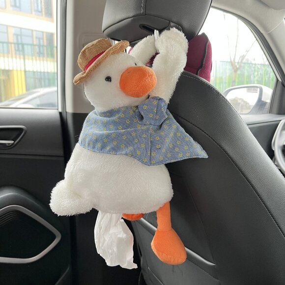 Unique Plush Cartoon Tissue Holder Duck Butt Car Tissue Box Storage - Picture 2 of 7